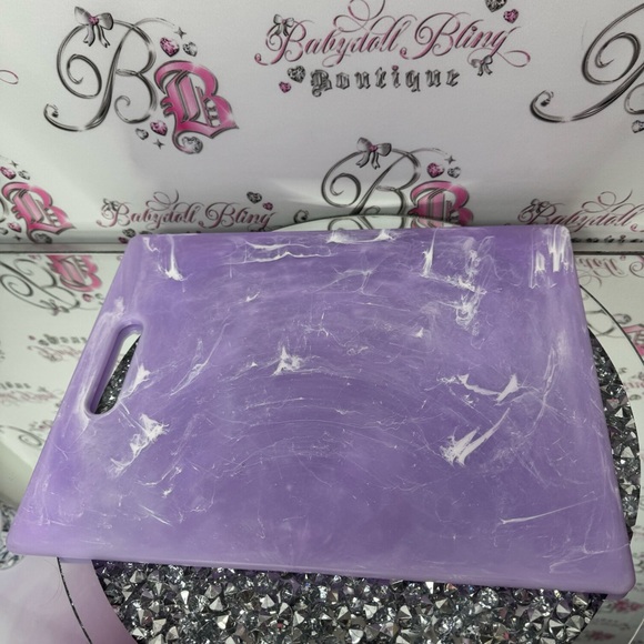 Marble swirl cutting board purple white plastic decor kitchen crystal geode look - Picture 3 of 9